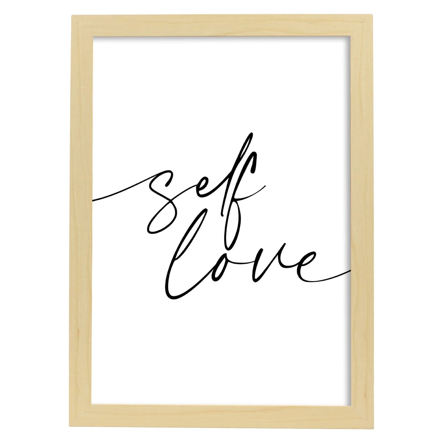 Lamina artistica decorativa con ilustración de self love estilo Mensaje inspiracional-Artwork-Nacnic-A3-Marco Madera clara-Nacnic Estudio SL