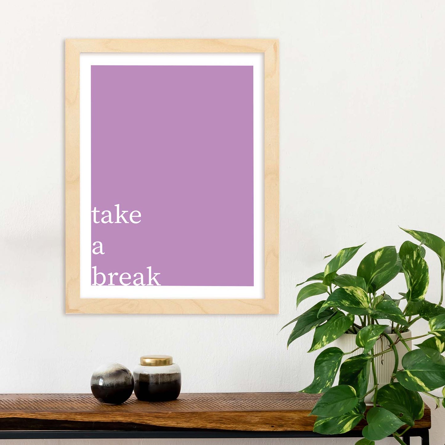 Lamina artistica decorativa con ilustración de take a break estilo Mensaje inspiracional-Artwork-Nacnic-Nacnic Estudio SL