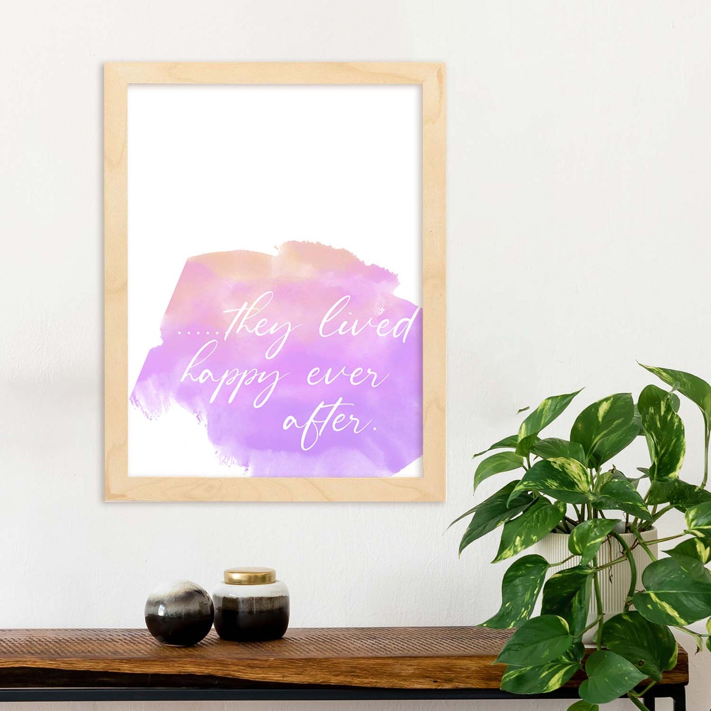 Lamina artistica decorativa con ilustración de they lived happy everafter estilo Inspirational message-Artwork-Nacnic-Nacnic Estudio SL