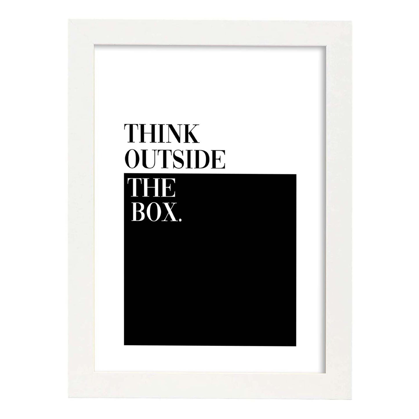 Lamina artistica decorativa con ilustración de Think outside the box estilo Mensaje inspiracional-Artwork-Nacnic-A3-Marco Blanco-Nacnic Estudio SL