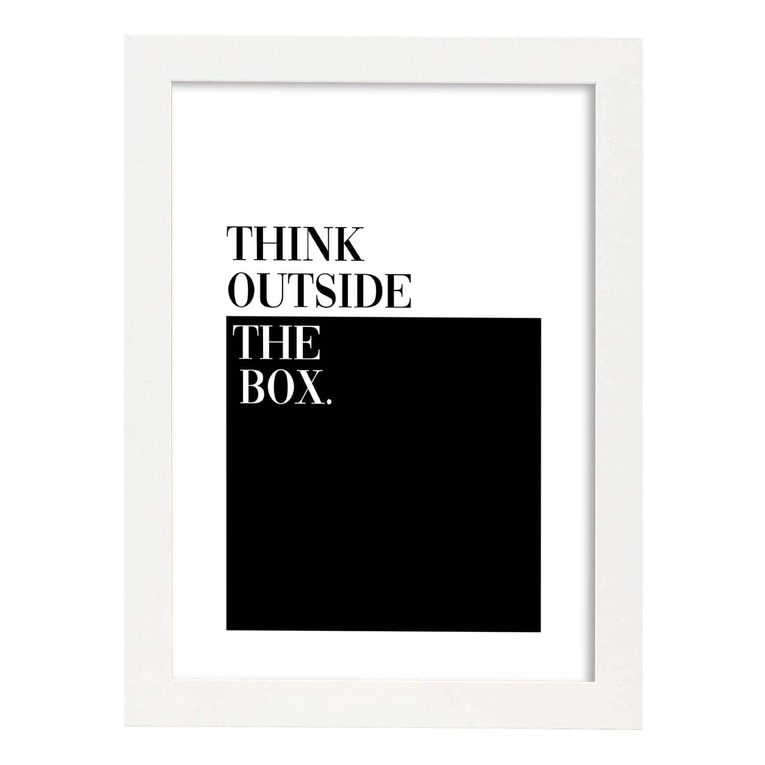 Lamina artistica decorativa con ilustración de Think outside the box estilo Mensaje inspiracional-Artwork-Nacnic-A3-Marco Blanco-Nacnic Estudio SL