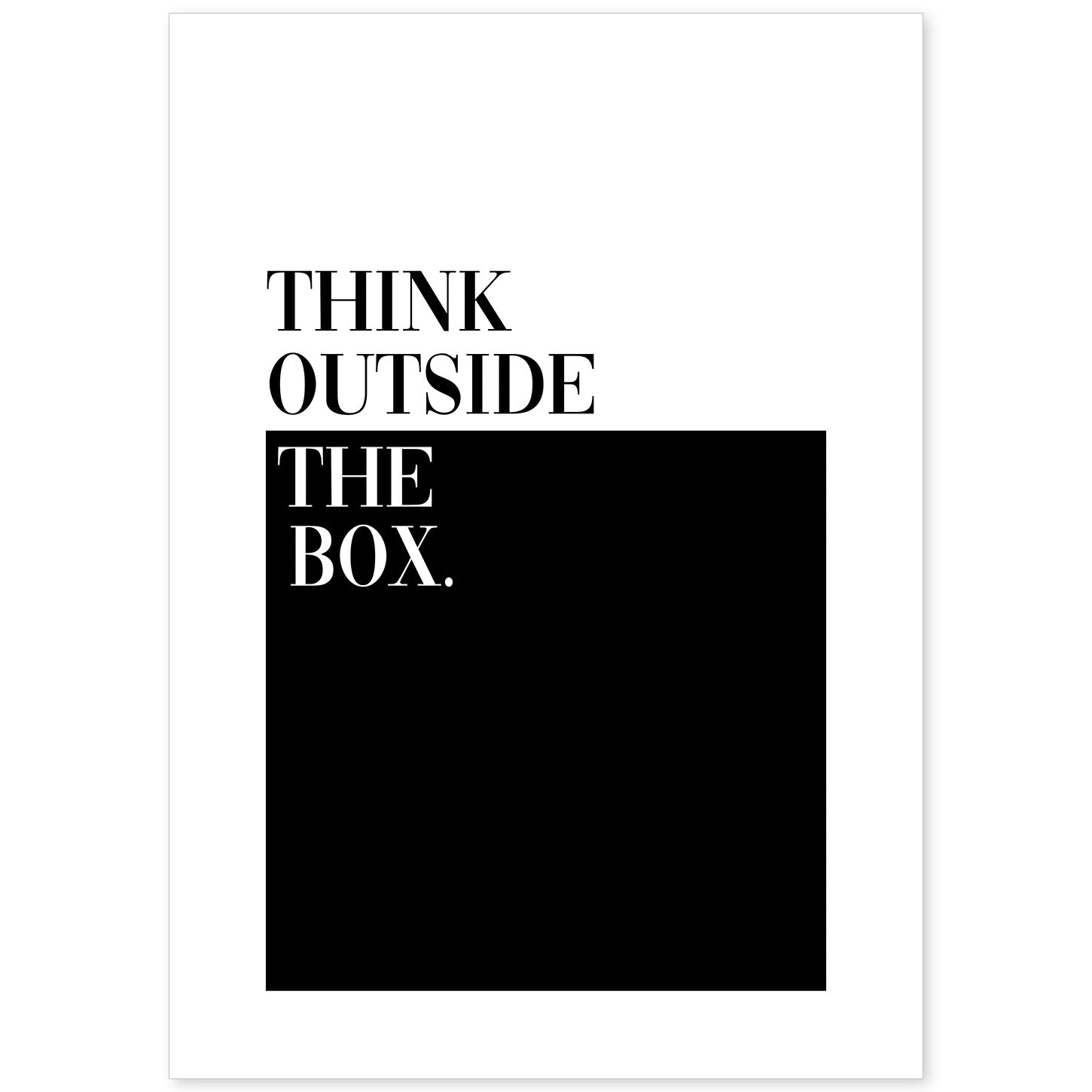 Lamina artistica decorativa con ilustración de Think outside the box estilo Mensaje inspiracional-Artwork-Nacnic-A4-Sin marco-Nacnic Estudio SL