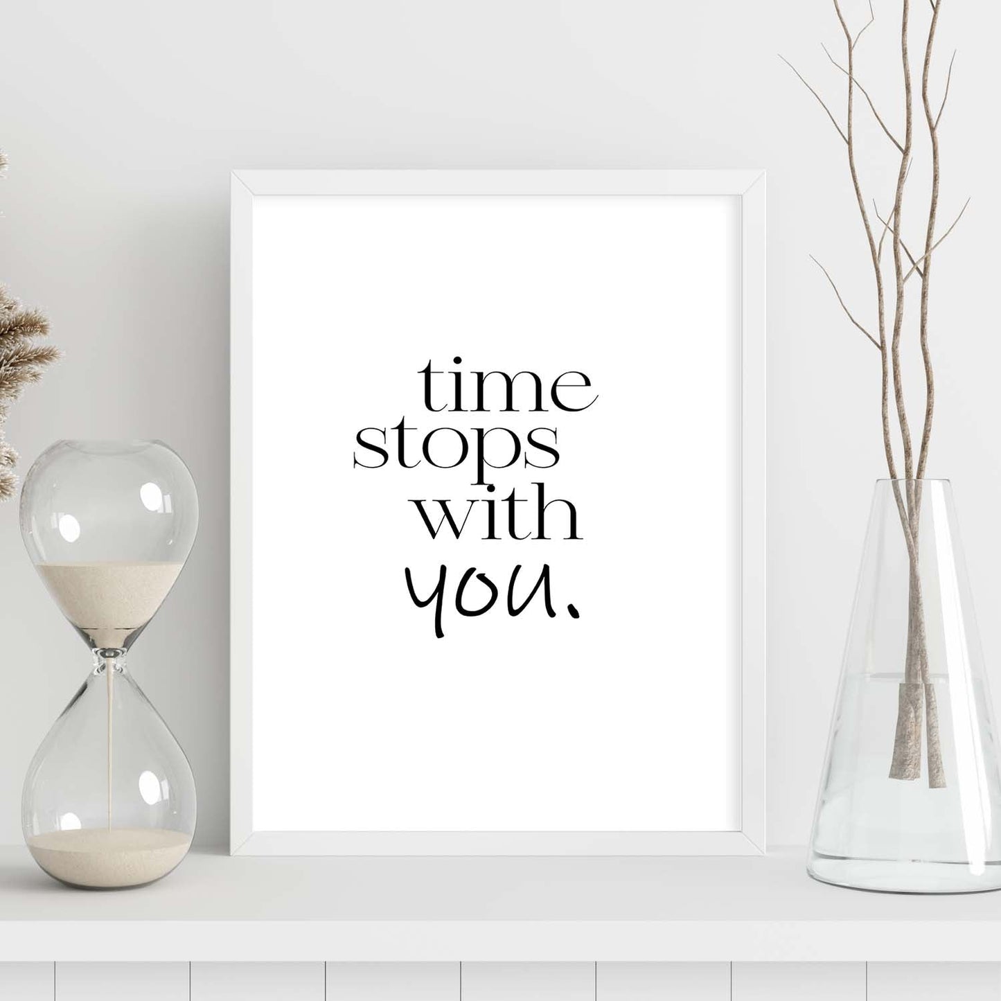 Lamina artistica decorativa con ilustración de time stops with you estilo Mensaje inspiracional-Artwork-Nacnic-Nacnic Estudio SL