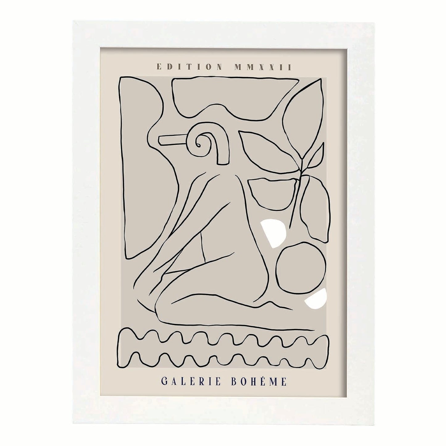 Lamina artistica decorativa con ilustración de Tubo Galerie Boheme-Artwork-Nacnic-A4-Marco Blanco-Nacnic Estudio SL