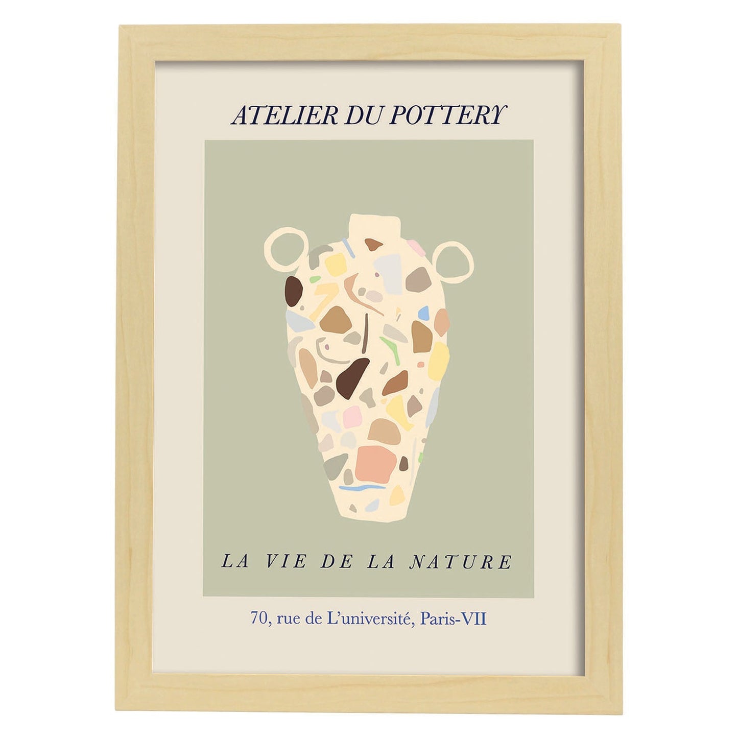 Lamina artistica decorativa con ilustración de Vie de la naturaleza-Artwork-Nacnic-A3-Marco Madera clara-Nacnic Estudio SL