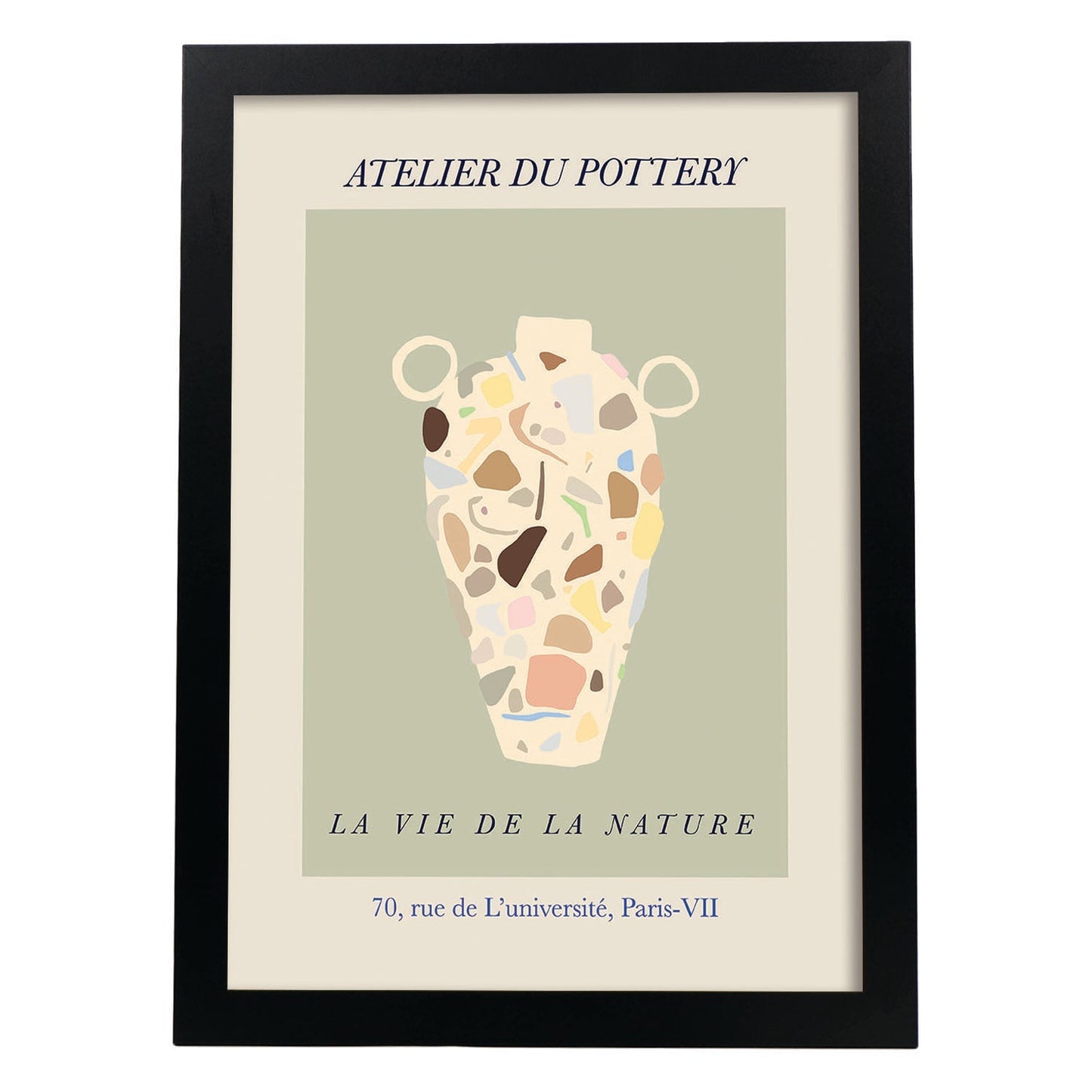 Lamina artistica decorativa con ilustración de Vie de la naturaleza-Artwork-Nacnic-A4-Marco Negro-Nacnic Estudio SL