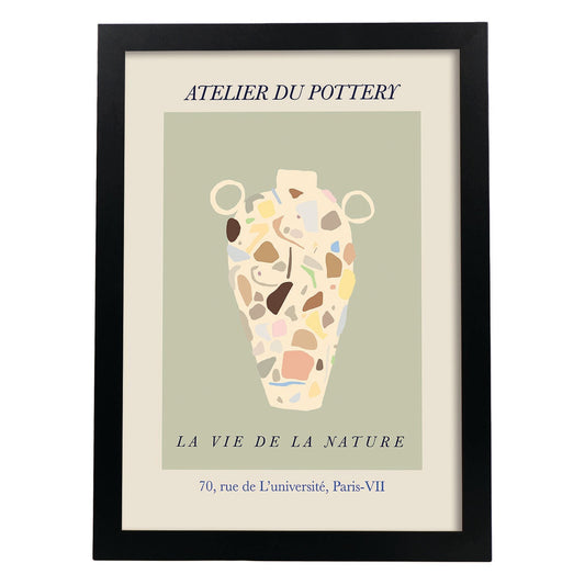 Lamina artistica decorativa con ilustración de Vie de la naturaleza-Artwork-Nacnic-A4-Marco Negro-Nacnic Estudio SL