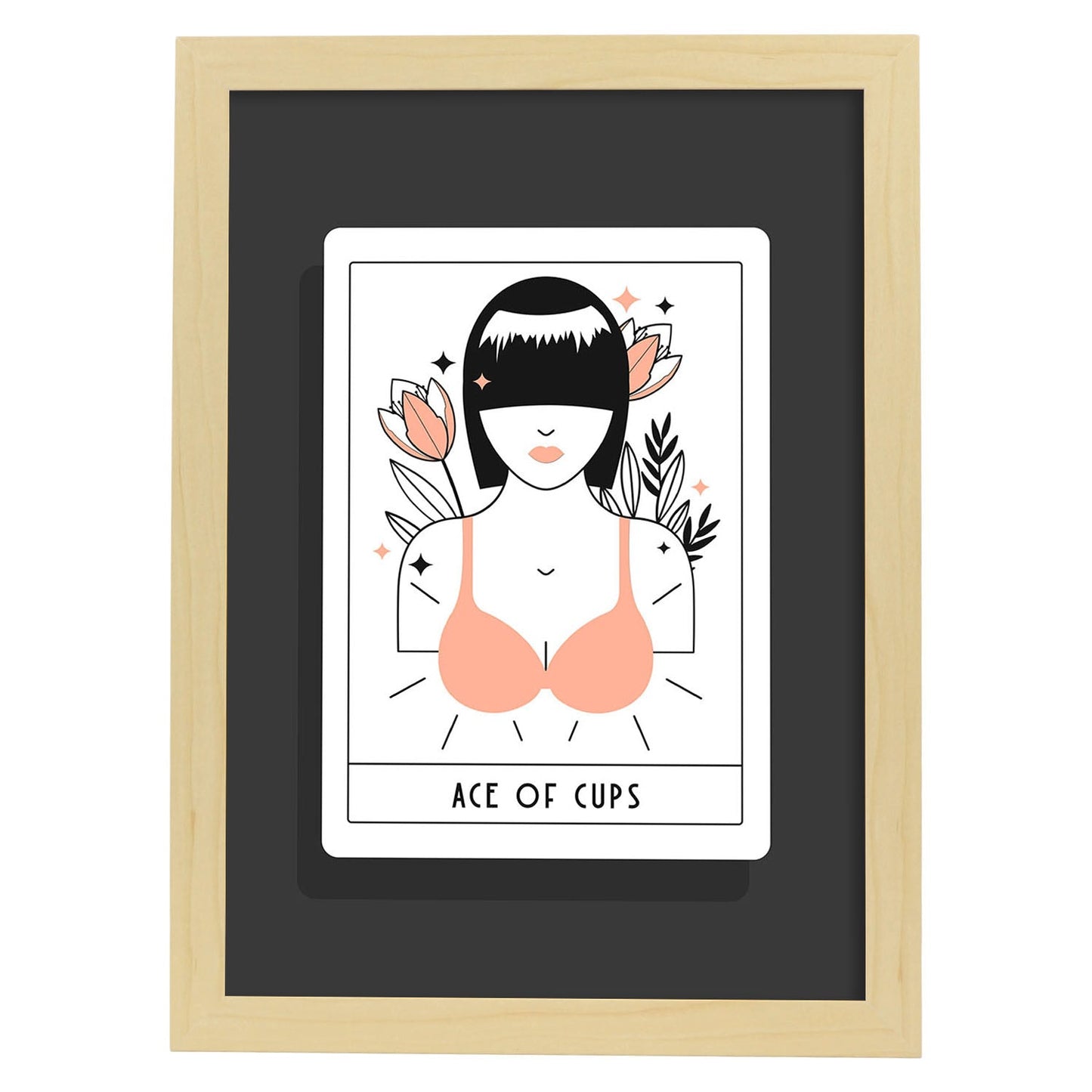 Lámina As de copas. Pósters con originales ilustraciones de las cartas Tarot.-Artwork-Nacnic-A3-Marco Madera clara-Nacnic Estudio SL
