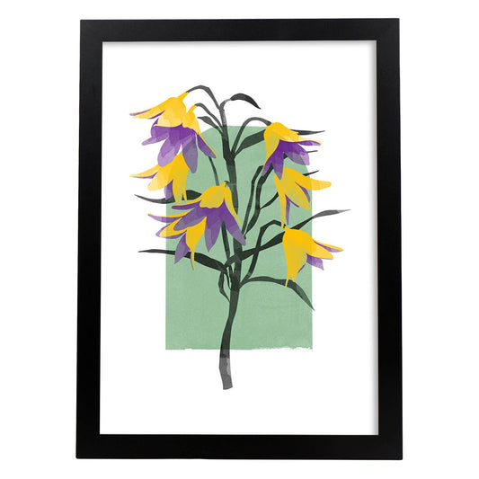 Lámina Botánica acuarela 2. Pósters con ilustraciones de plantas y flores en estilo acuarela.-Artwork-Nacnic-A4-Marco Negro-Nacnic Estudio SL