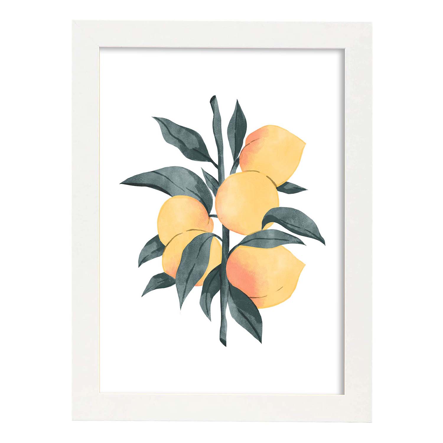 Lámina Botánica acuarela 5. Pósters con ilustraciones de plantas y flores en estilo acuarela.-Artwork-Nacnic-A3-Marco Blanco-Nacnic Estudio SL