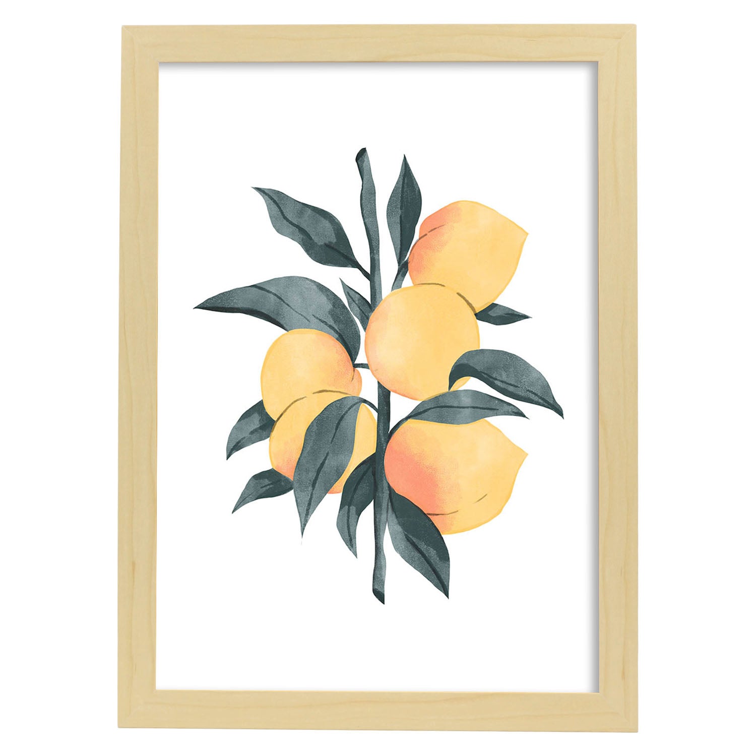 Lámina Botánica acuarela 5. Pósters con ilustraciones de plantas y flores en estilo acuarela.-Artwork-Nacnic-A3-Marco Madera clara-Nacnic Estudio SL