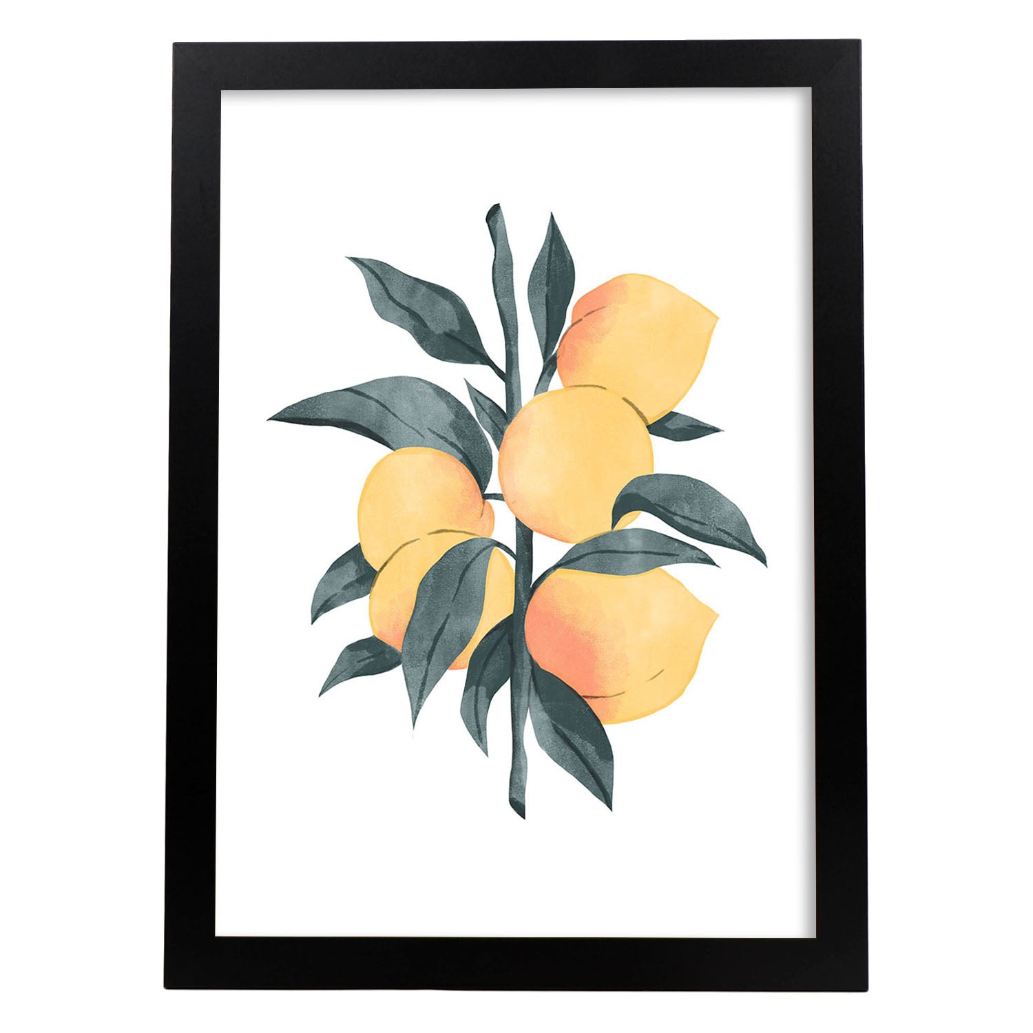 Lámina Botánica acuarela 5. Pósters con ilustraciones de plantas y flores en estilo acuarela.-Artwork-Nacnic-A3-Marco Negro-Nacnic Estudio SL