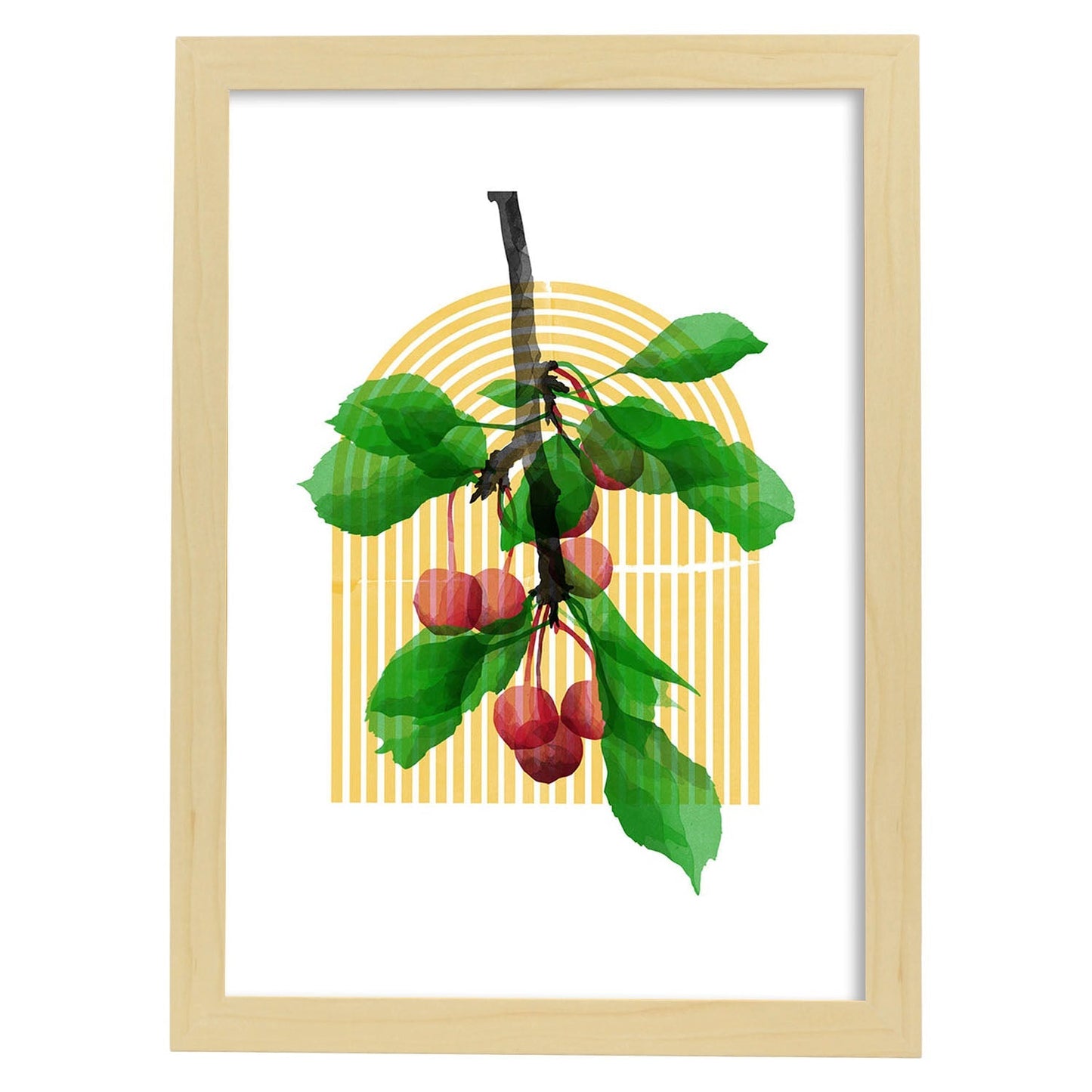Lámina Botánica acuarela 6. Pósters con ilustraciones de plantas y flores en estilo acuarela.-Artwork-Nacnic-A4-Marco Madera clara-Nacnic Estudio SL