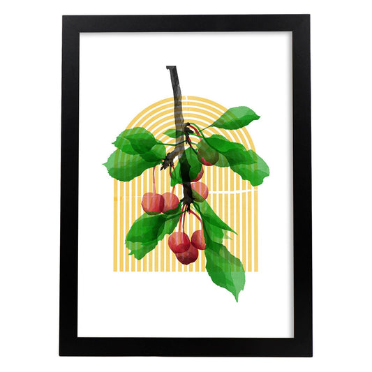 Lámina Botánica acuarela 6. Pósters con ilustraciones de plantas y flores en estilo acuarela.-Artwork-Nacnic-A4-Marco Negro-Nacnic Estudio SL