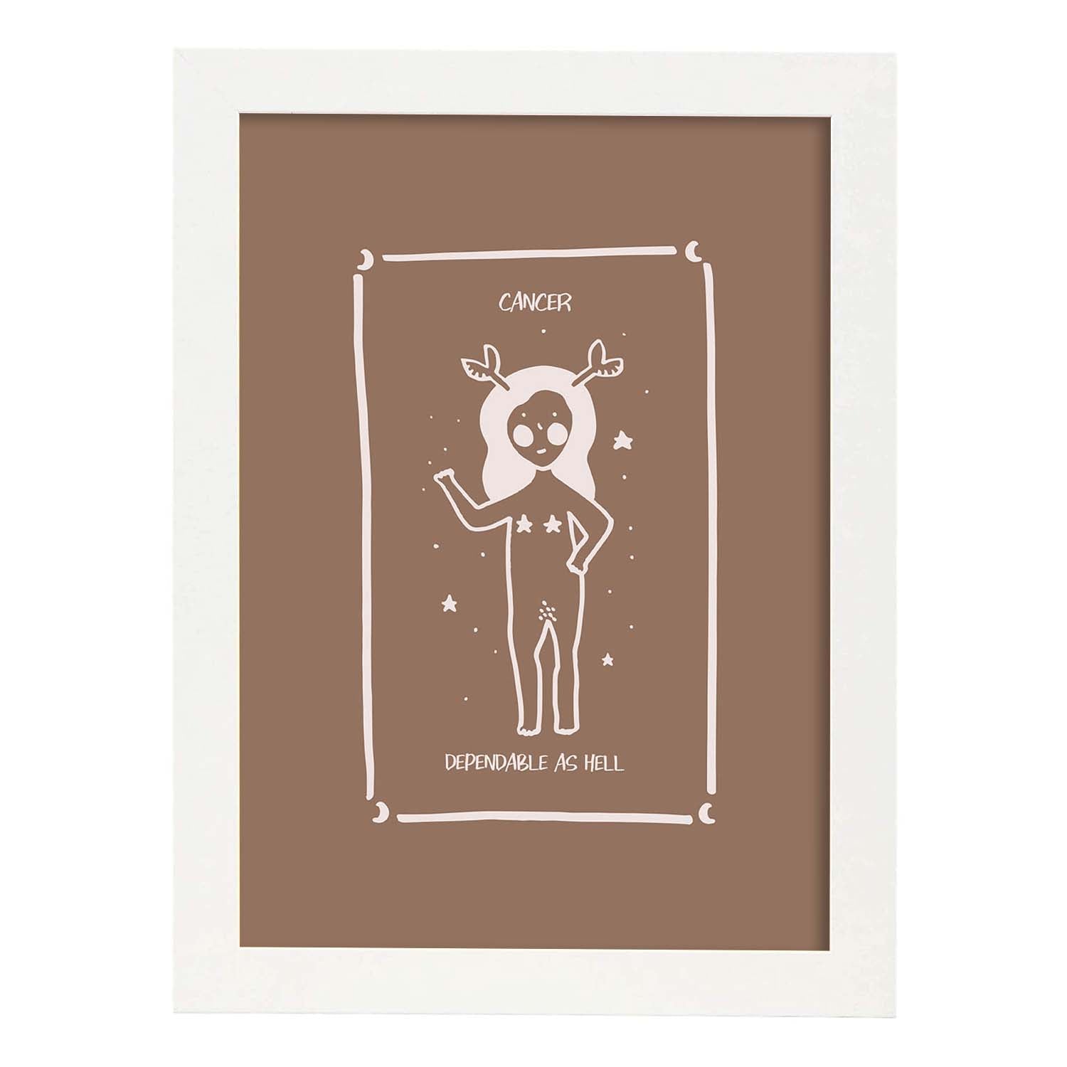 Lámina Cancer. Pósters con ilustraciones femeninas de los signos del zodíaco.-Artwork-Nacnic-A3-Marco Blanco-Nacnic Estudio SL