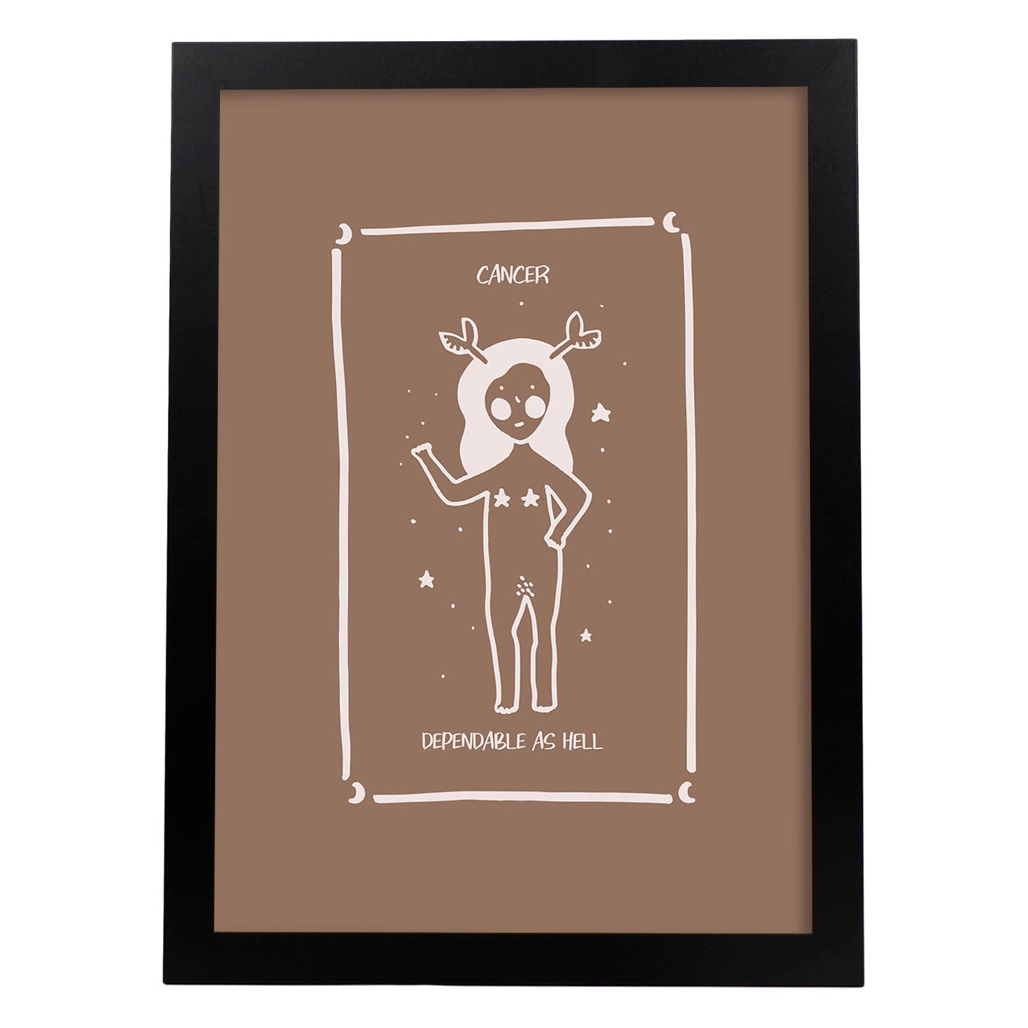 Lámina Cancer. Pósters con ilustraciones femeninas de los signos del zodíaco.-Artwork-Nacnic-A3-Marco Negro-Nacnic Estudio SL