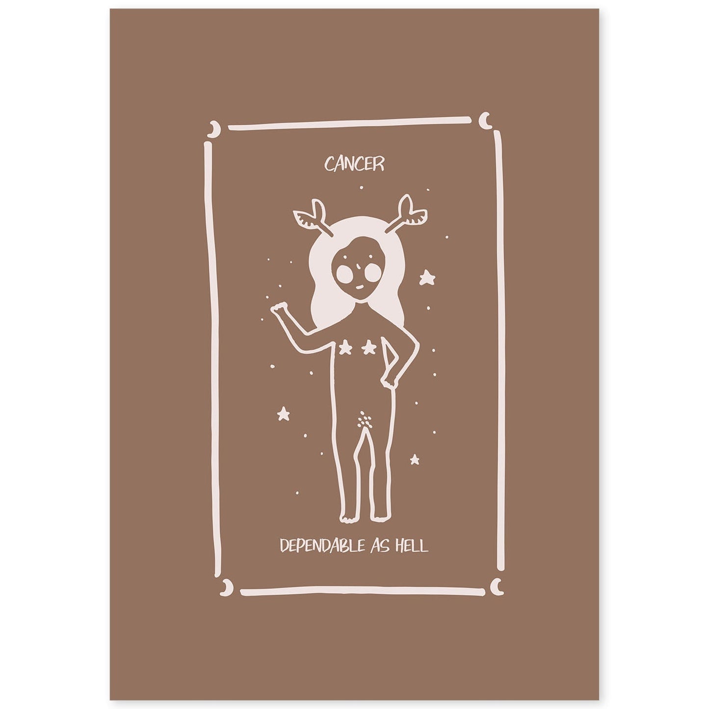 Lámina Cancer. Pósters con ilustraciones femeninas de los signos del zodíaco.-Artwork-Nacnic-A4-Sin marco-Nacnic Estudio SL