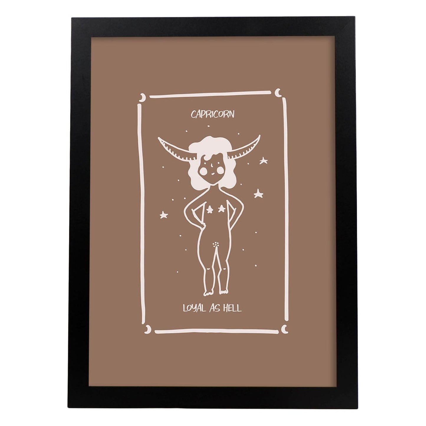 Lámina Capricornio. Pósters con ilustraciones femeninas de los signos del zodíaco.-Artwork-Nacnic-A3-Marco Negro-Nacnic Estudio SL