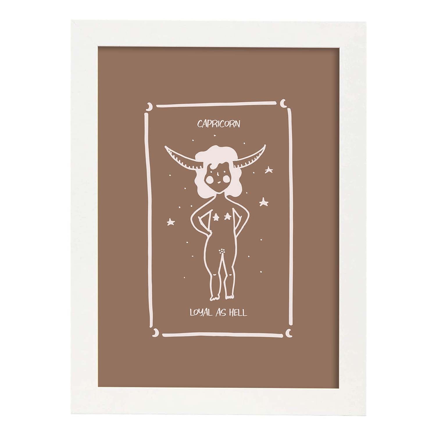 Lámina Capricornio. Pósters con ilustraciones femeninas de los signos del zodíaco.-Artwork-Nacnic-A4-Marco Blanco-Nacnic Estudio SL