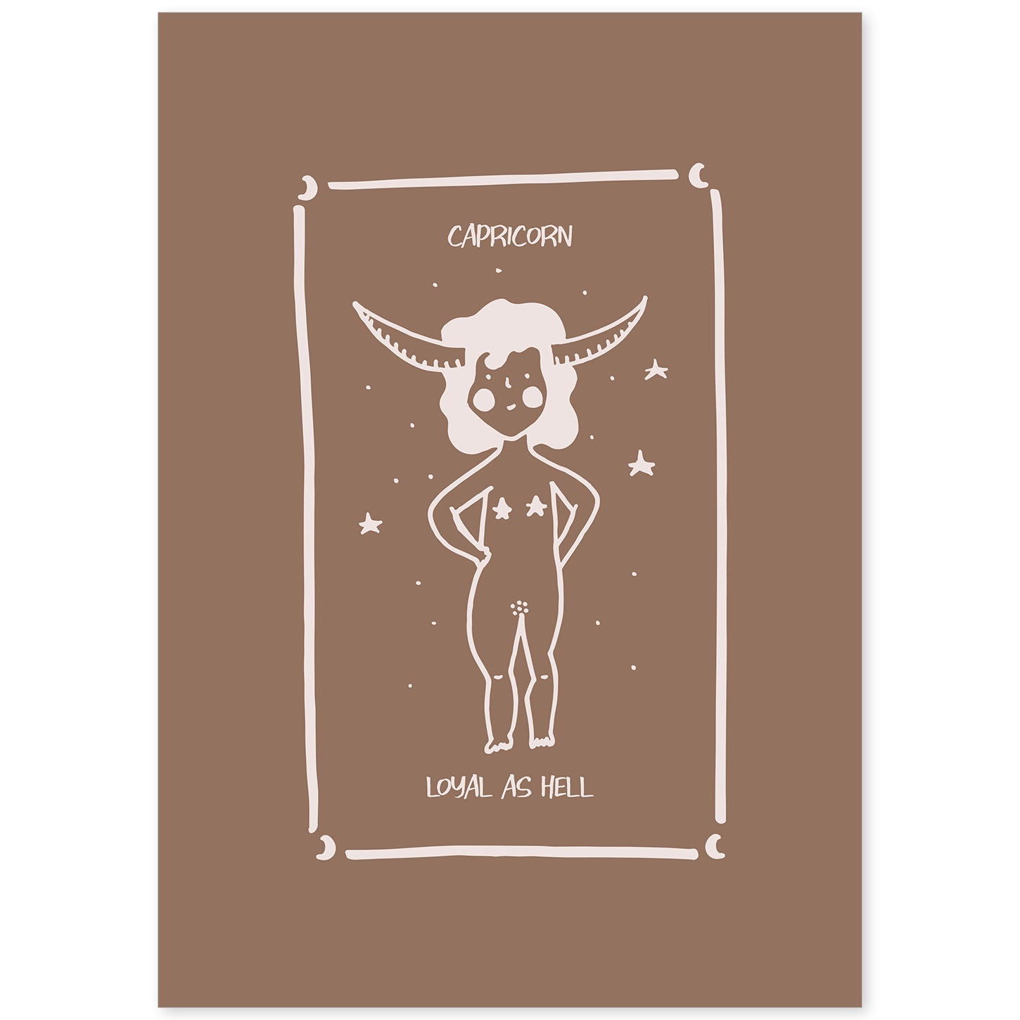 Lámina Capricornio. Pósters con ilustraciones femeninas de los signos del zodíaco.-Artwork-Nacnic-A4-Sin marco-Nacnic Estudio SL