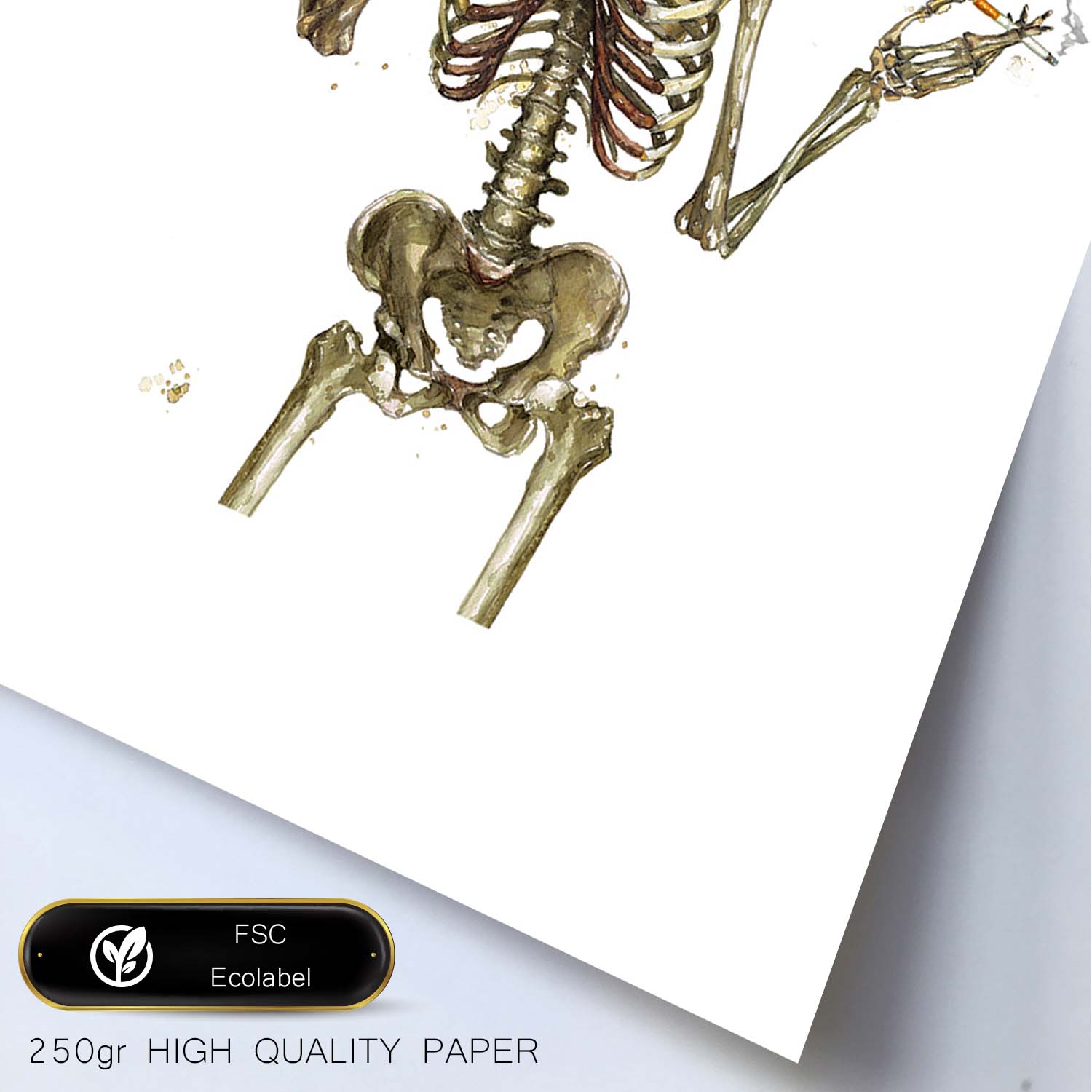 Lámina Chico Esqueleto Bebiendo Vino. Posters con imágenes de Calaveras.-Artwork-Nacnic-Nacnic Estudio SL