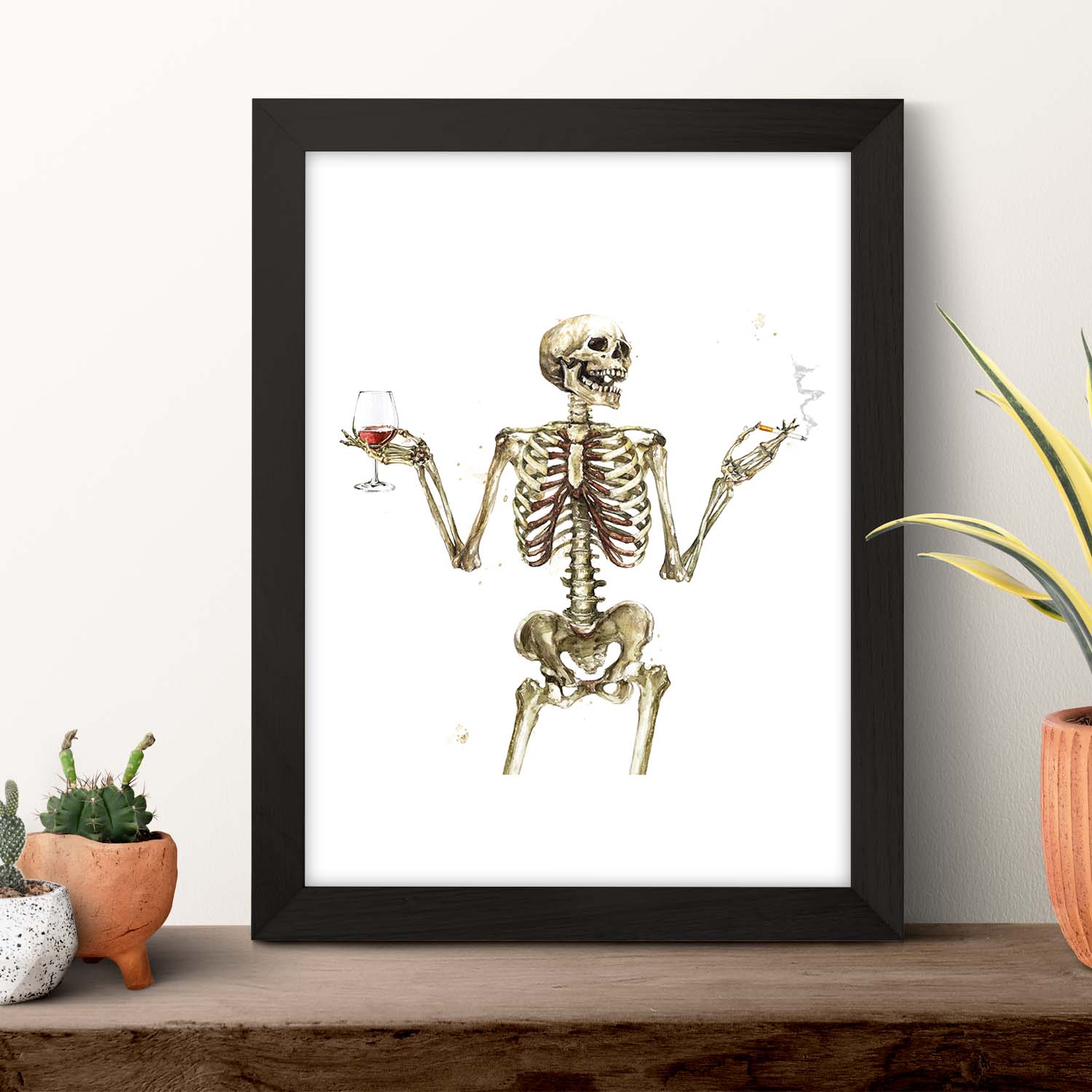Lámina Chico Esqueleto Bebiendo Vino. Posters con imágenes de Calaveras.-Artwork-Nacnic-Nacnic Estudio SL