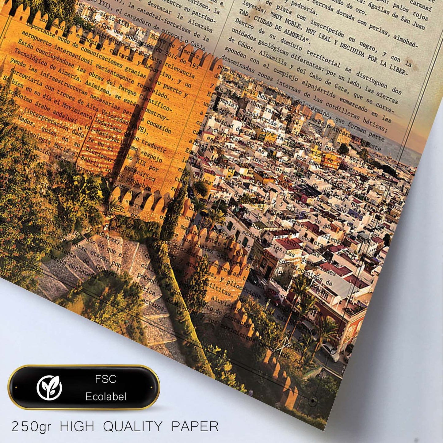 Lámina Ciudad de ALMERIA. Estilo Vintage. Ilustración, fotografía y Collage con la Historia DE ALMERIA.-Artwork-Nacnic-Nacnic Estudio SL