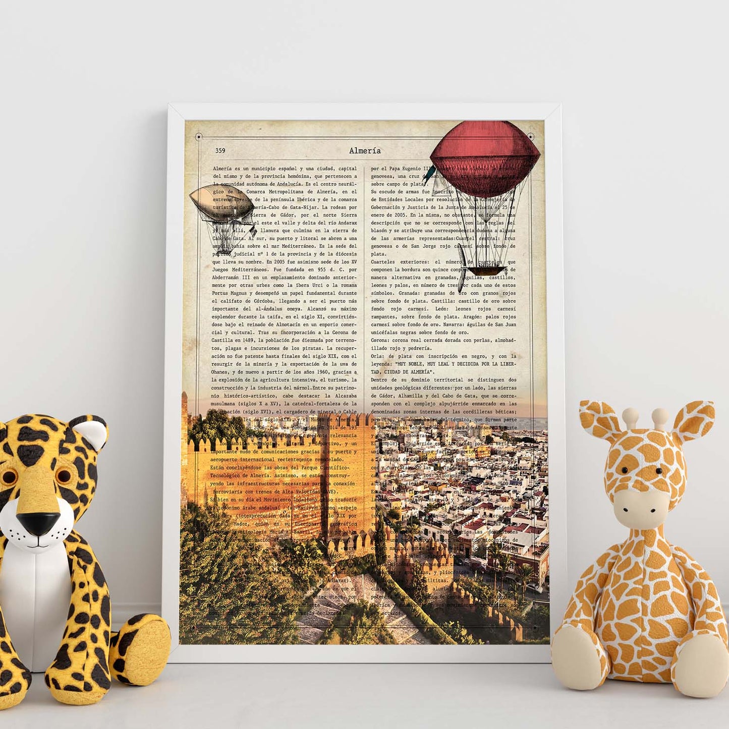 Lámina Ciudad de ALMERIA. Estilo Vintage. Ilustración, fotografía y Collage con la Historia DE ALMERIA.-Artwork-Nacnic-Nacnic Estudio SL