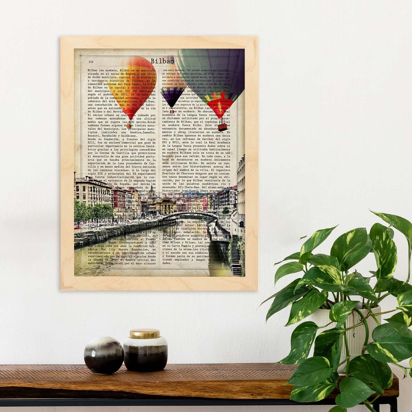 Lámina Ciudad de Bilbao. Estilo Vintage. Ilustración con la Historia DE Bilbao.-Artwork-Nacnic-Nacnic Estudio SL