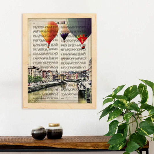 Lámina Ciudad de Bilbao. Estilo Vintage. Ilustración con la Historia DE Bilbao.-Artwork-Nacnic-Nacnic Estudio SL