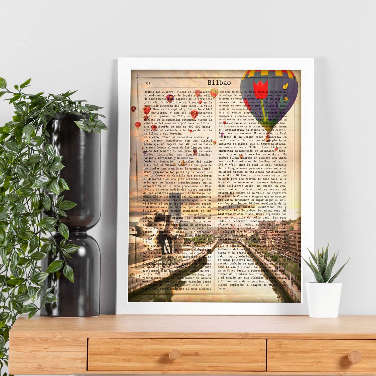 Lámina Ciudad de Bilbao. Estilo Vintage. Ilustración, fotografía y Collage con la Historia DE Bilbao.-Artwork-Nacnic-Nacnic Estudio SL