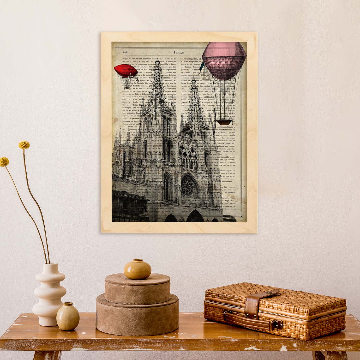 Lámina Ciudad de Burgos. Estilo Vintage. Ilustración, fotografía y Collage con la Historia DE Burgos.-Artwork-Nacnic-Nacnic Estudio SL