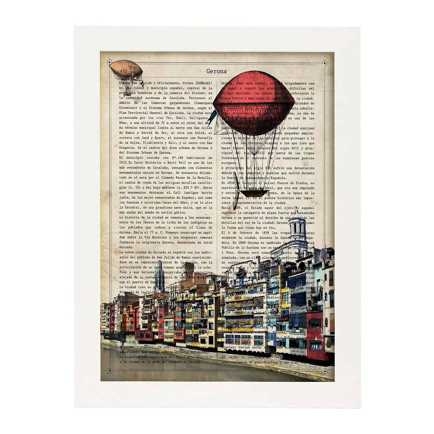 Lámina Ciudad de GERONA. con la Historia DE GERONA.-Artwork-Nacnic-A3-Marco Blanco-Nacnic Estudio SL