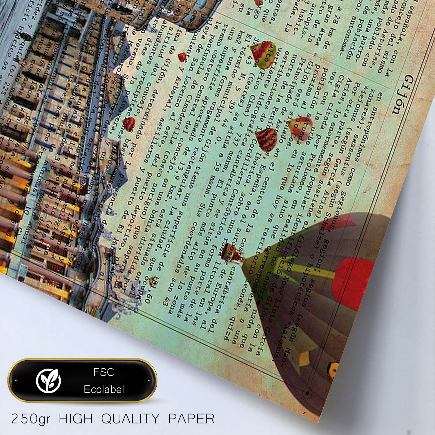 Lámina Ciudad de GIJON. con la Historia DE GIJON.-Artwork-Nacnic-Nacnic Estudio SL