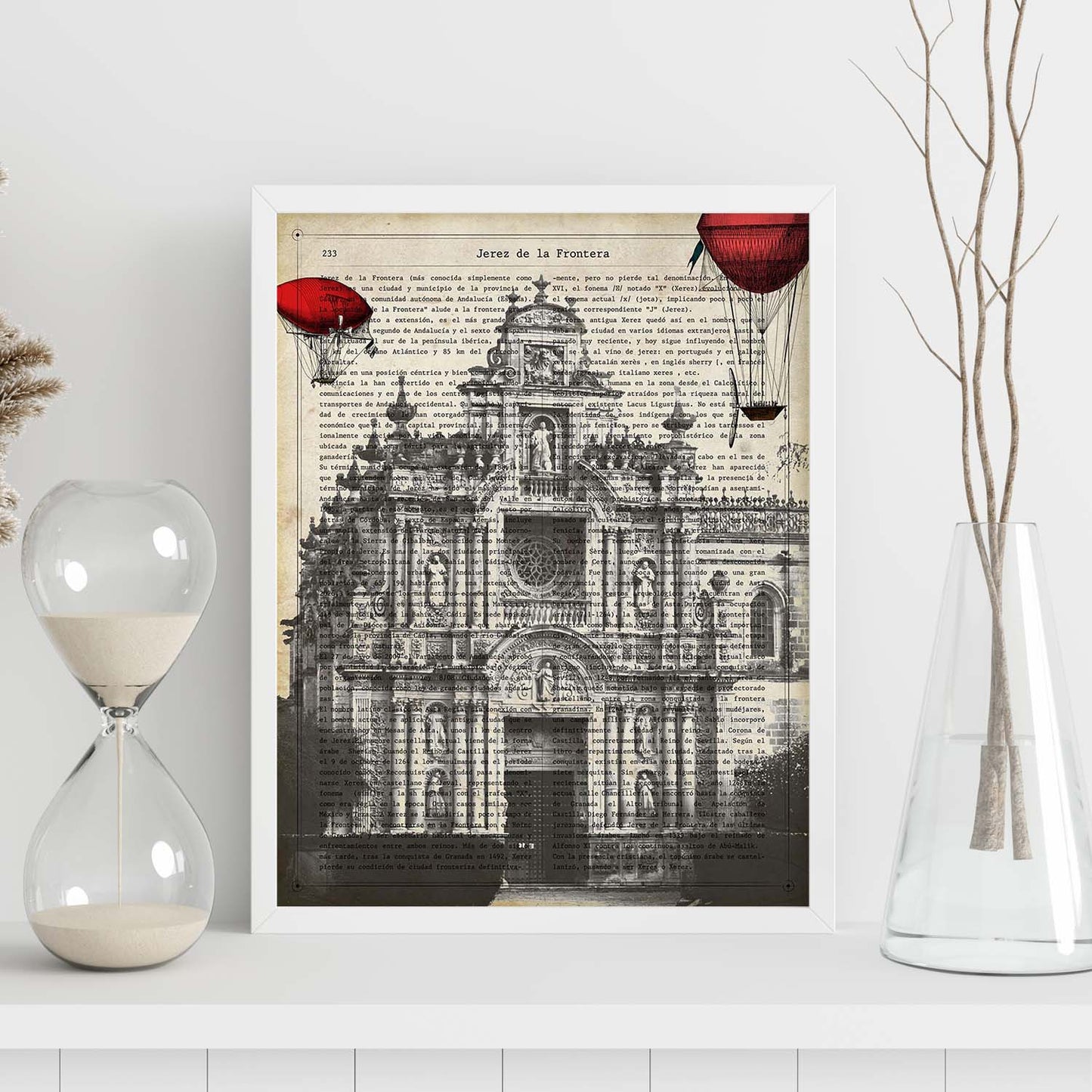 Lámina Ciudad de Jerez. Estilo Vintage. Ilustración, fotografía y Collage con la Historia DE Jerez DE LA Frontera.-Artwork-Nacnic-Nacnic Estudio SL
