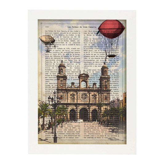 Lámina Ciudad de Las Palmas DE Gran Canaria. Ilustración, fotografía y Collage con la Historia DE Las Palmas DE Gran Canaria.-Artwork-Nacnic-A4-Marco Blanco-Nacnic Estudio SL