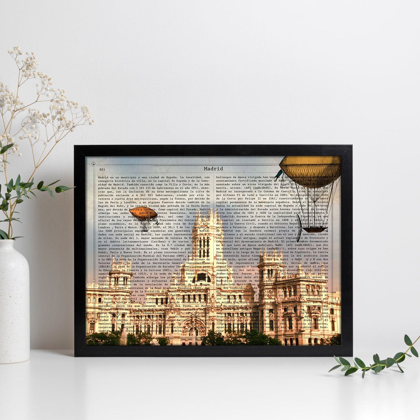 Lámina Ciudad de Madrid. Estilo Vintage. Ilustración, fotografía y Collage con la Historia DE Madrid.-Artwork-Nacnic-Nacnic Estudio SL