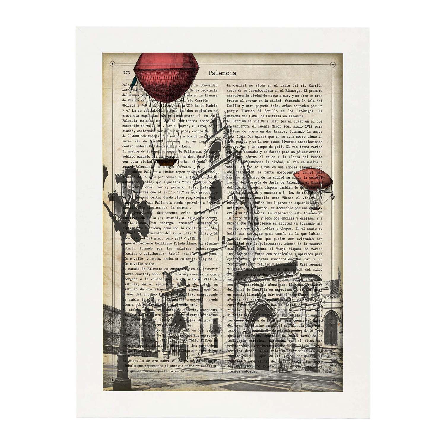 Lámina Ciudad de PALENCIA con la Historia DE PALENCIA.-Artwork-Nacnic-A3-Marco Blanco-Nacnic Estudio SL