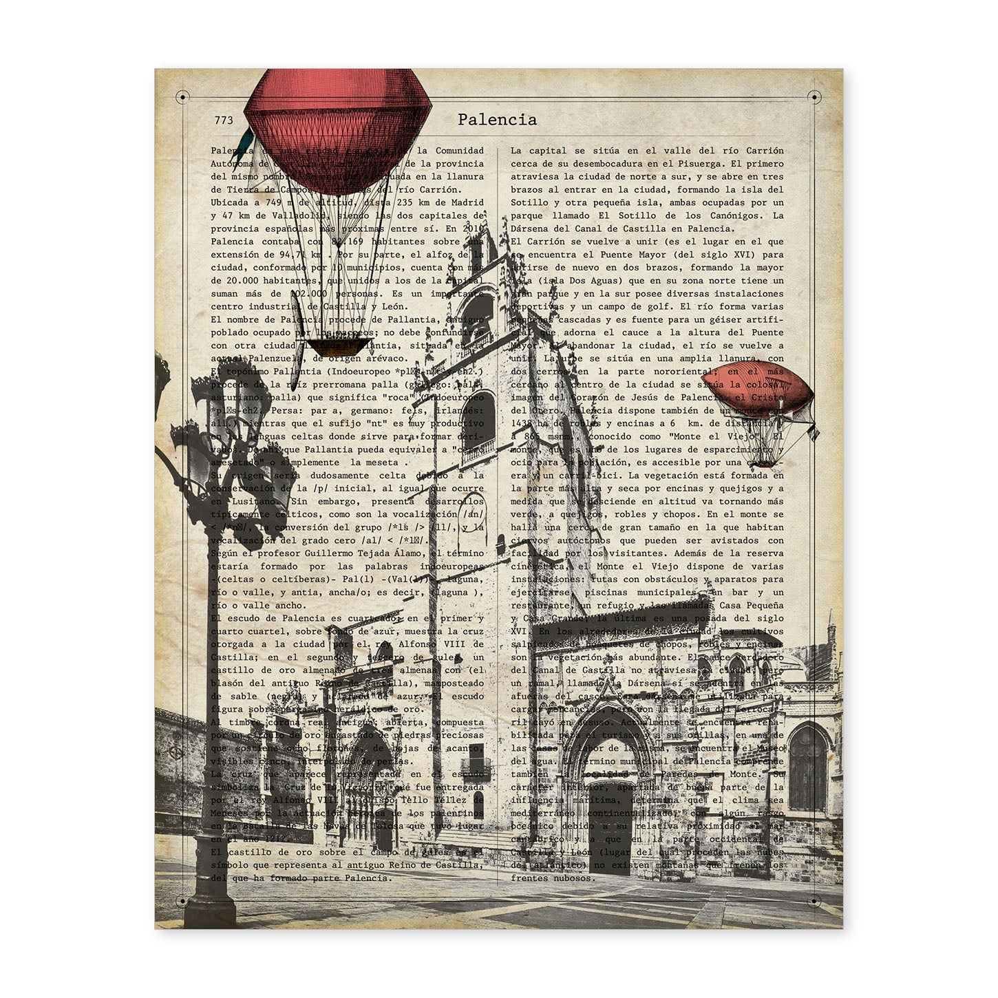 Lámina Ciudad de PALENCIA con la Historia DE PALENCIA.-Artwork-Nacnic-A4-Sin marco-Nacnic Estudio SL