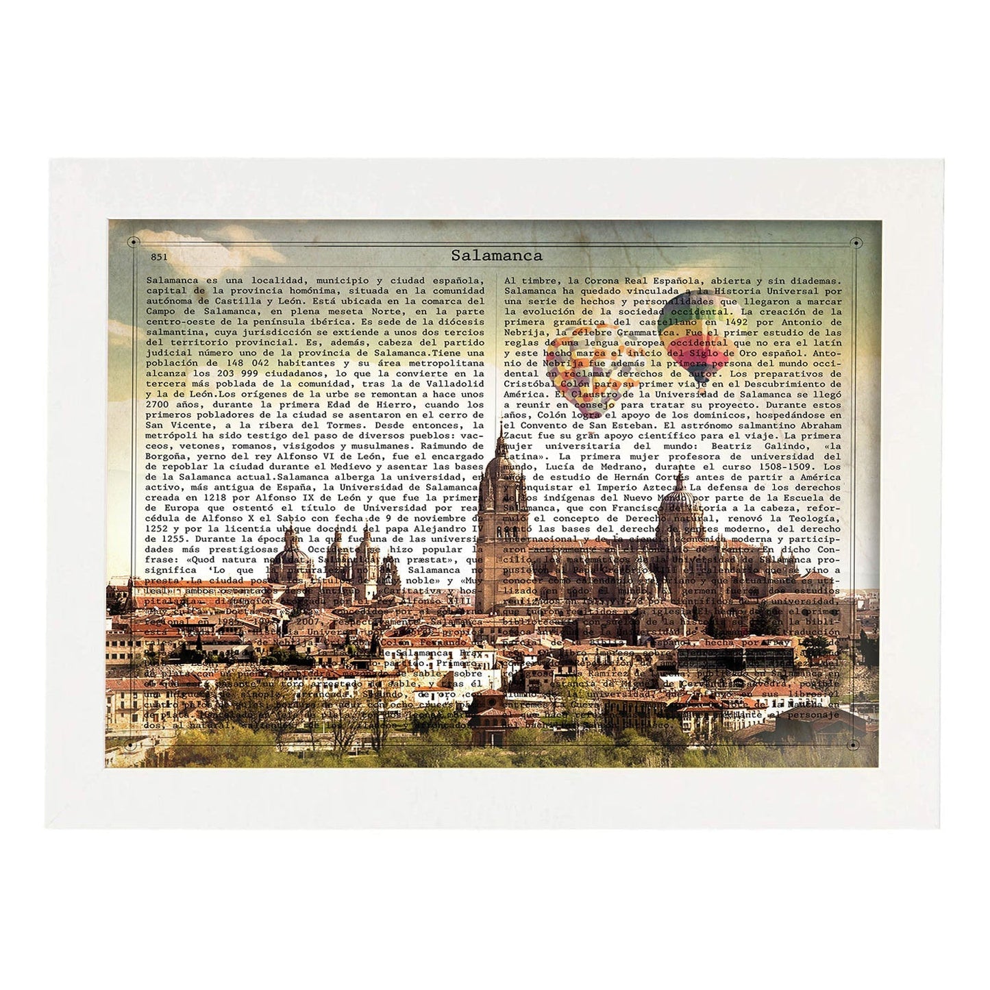Lámina Ciudad de Salamanca con su Historia.-Artwork-Nacnic-A3-Marco Blanco-Nacnic Estudio SL