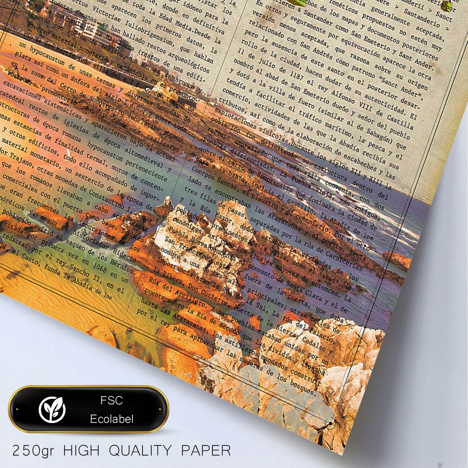 Lámina Ciudad de Santander. Estilo Vintage. Ilustración, fotografía y Collage con la Historia DE Santander.-Artwork-Nacnic-Nacnic Estudio SL