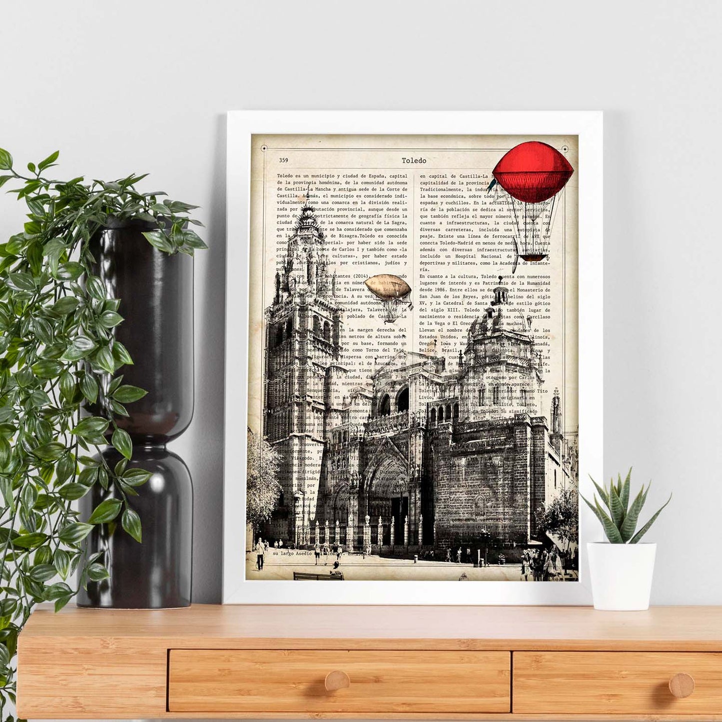 Lámina Ciudad de Toledo. Estilo Vintage. Ilustración, fotografía y Collage con la Historia DE Toledo.-Artwork-Nacnic-Nacnic Estudio SL