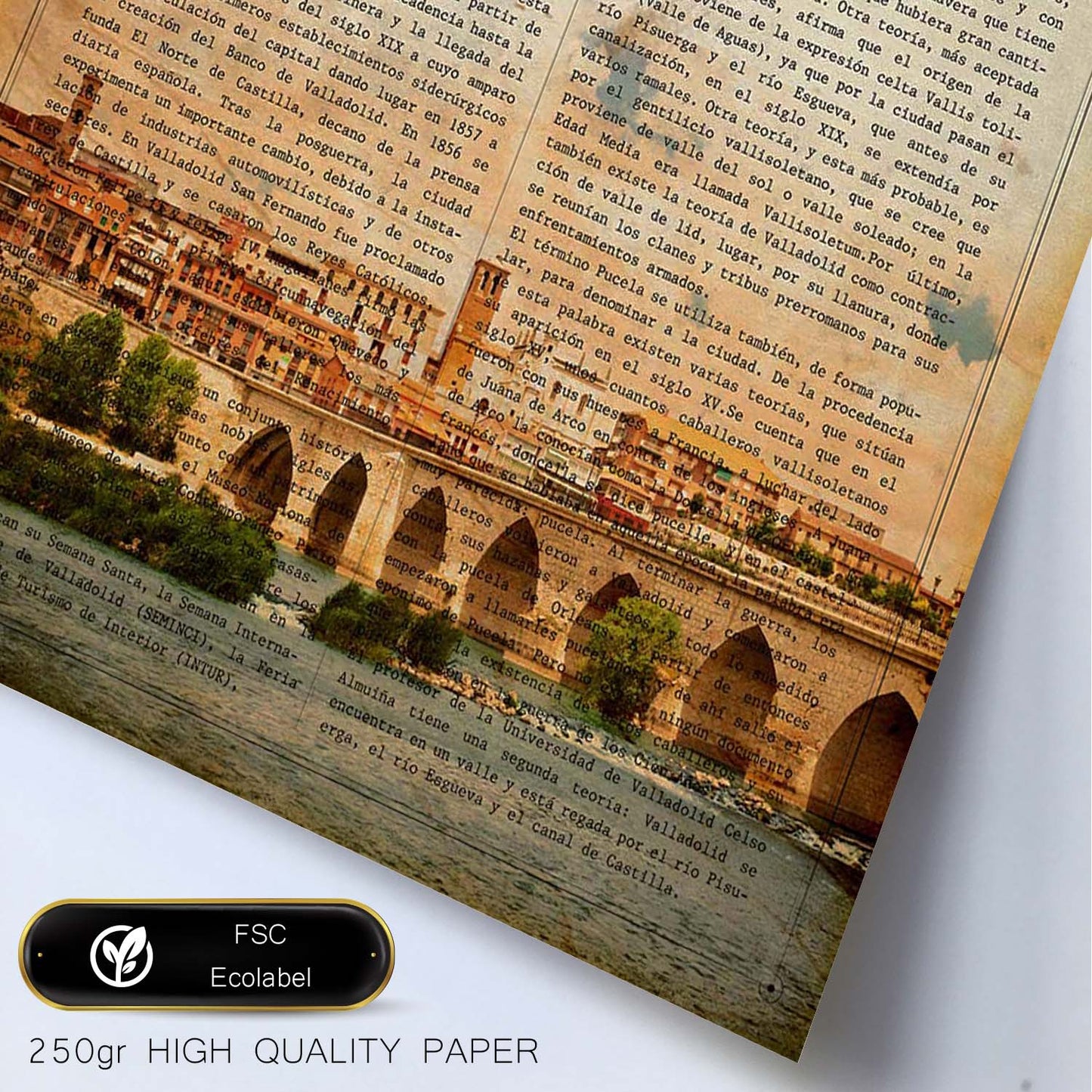 Lámina Ciudad de Valladolid. Estilo Vintage. Ilustración, fotografía y Collage con la Historia DE Valladolid.-Artwork-Nacnic-Nacnic Estudio SL