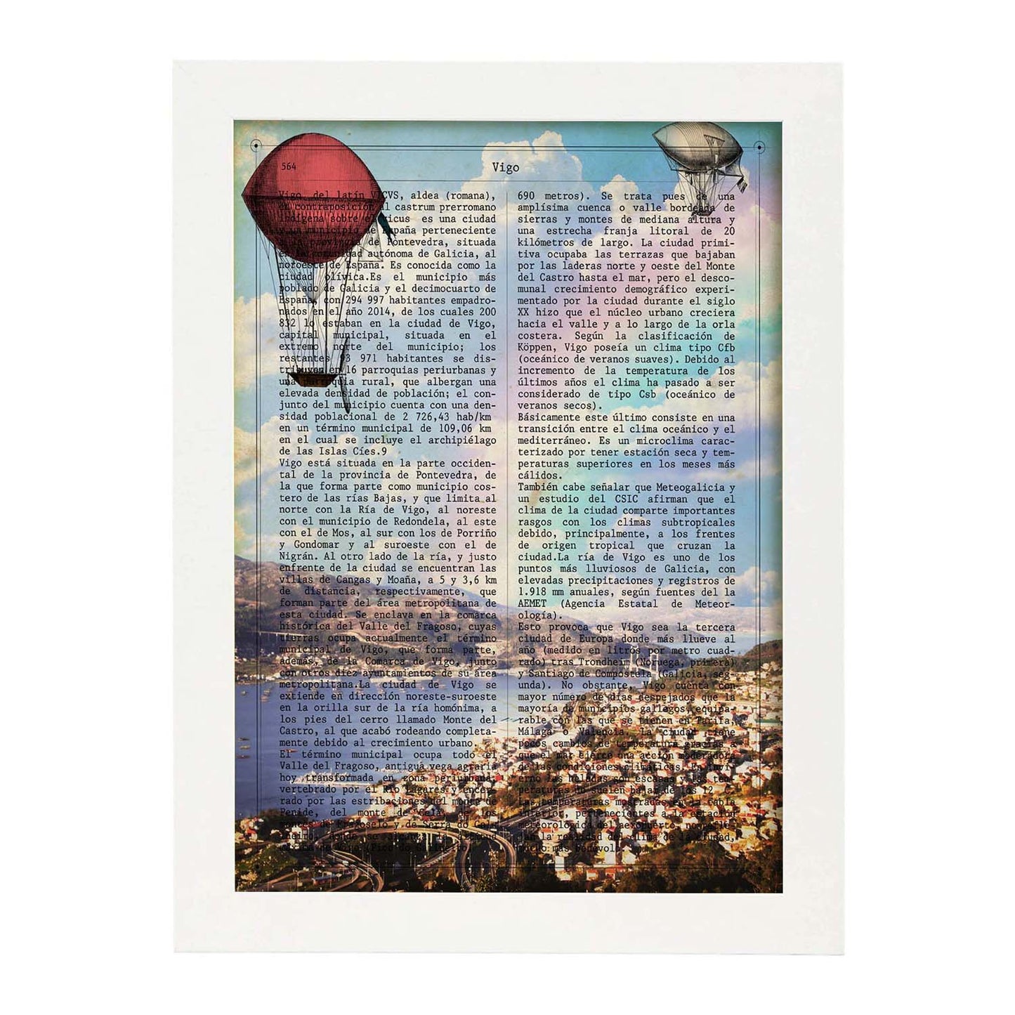 Lámina Ciudad de Vigo con su Historia.-Artwork-Nacnic-A3-Marco Blanco-Nacnic Estudio SL