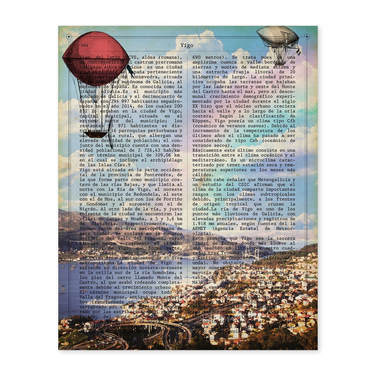Lámina Ciudad de Vigo con su Historia.-Artwork-Nacnic-A4-Sin marco-Nacnic Estudio SL