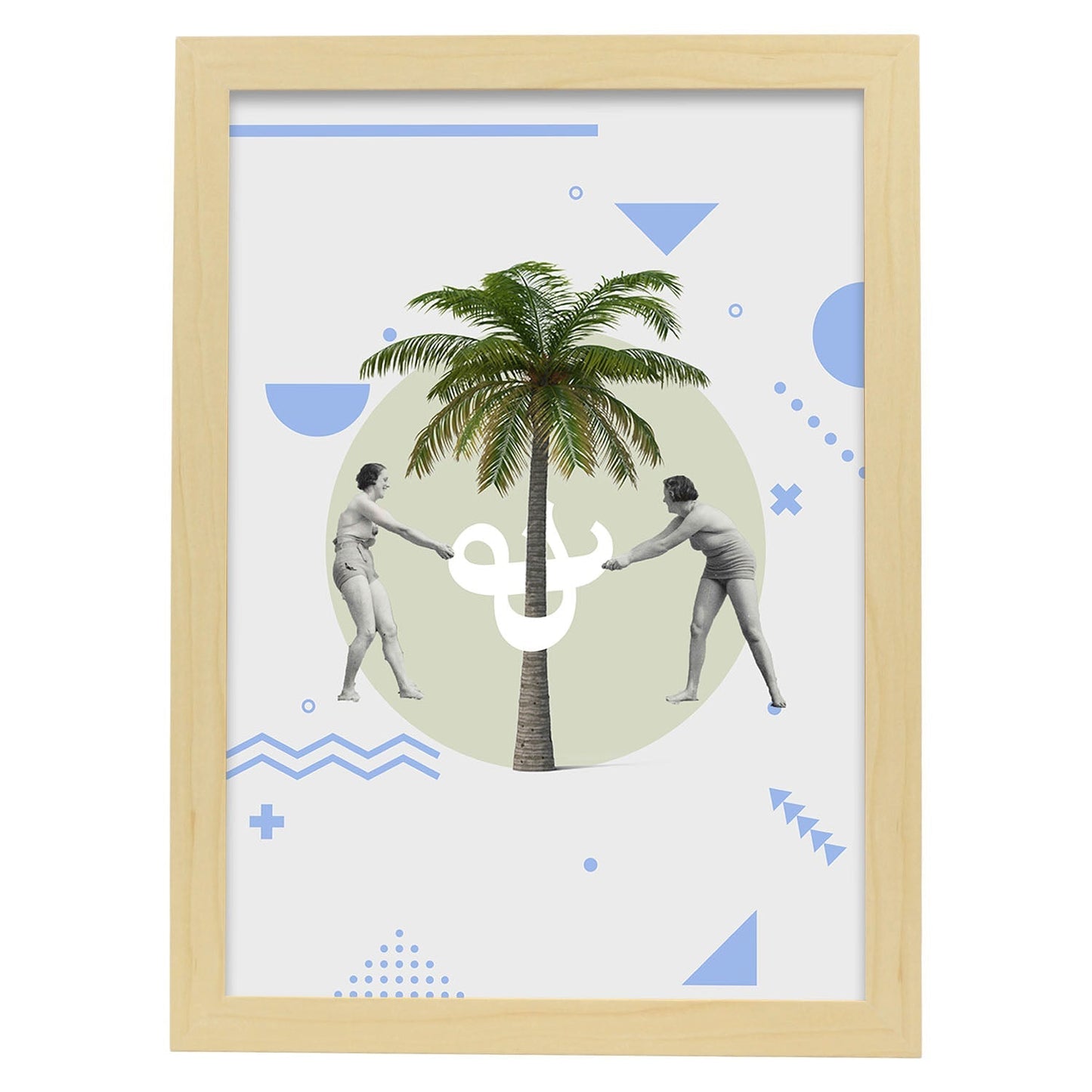 Lámina collage Bajo la palmera poster papel 250 gr alta calidad-Artwork-Nacnic-A3-Marco Madera clara-Nacnic Estudio SL