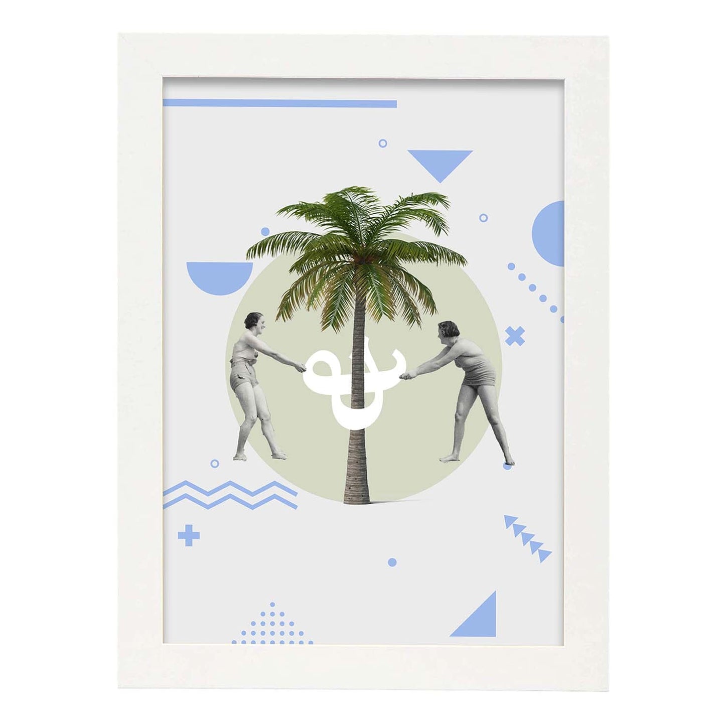 Lámina collage Bajo la palmera poster papel 250 gr alta calidad-Artwork-Nacnic-A4-Marco Blanco-Nacnic Estudio SL