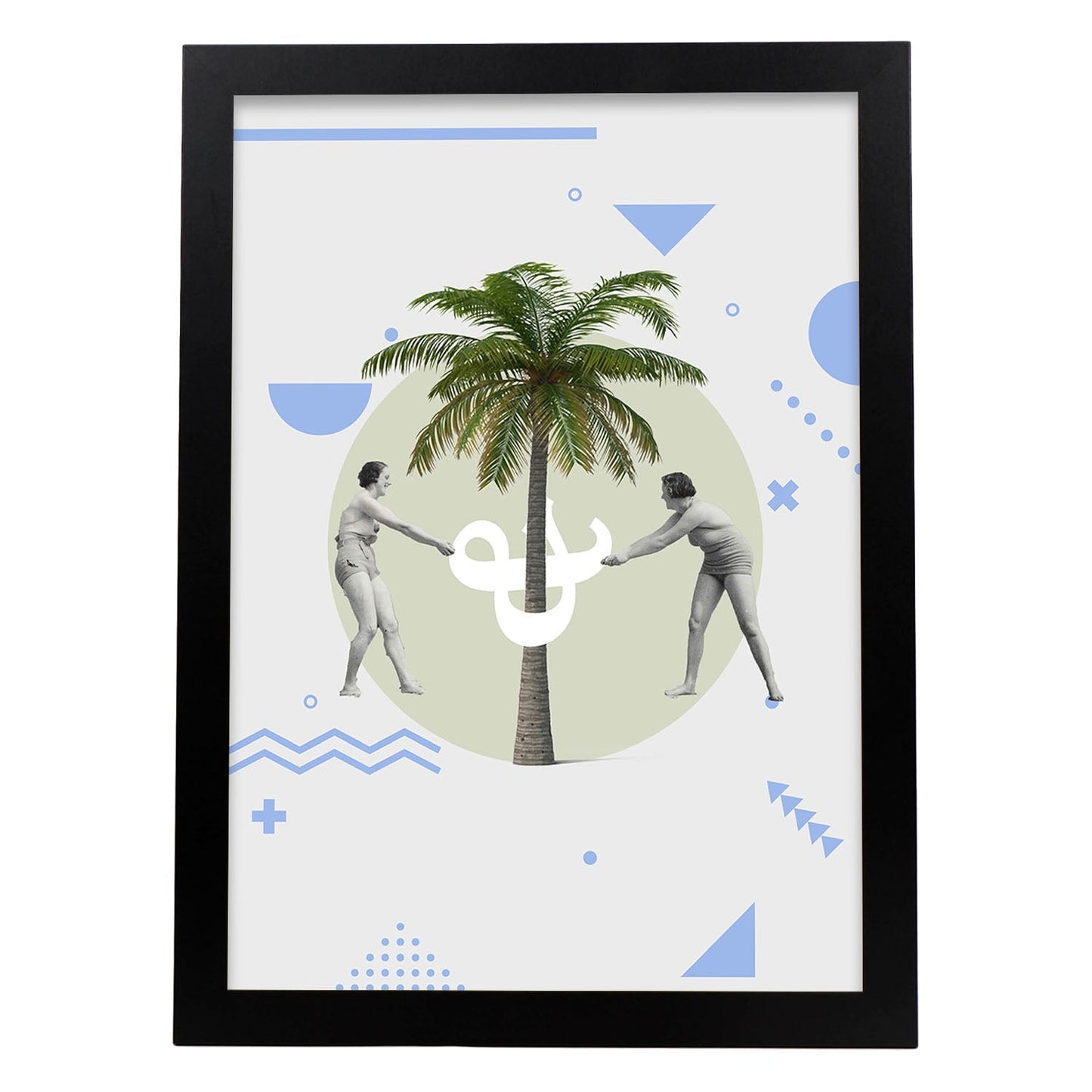 Lámina collage Bajo la palmera poster papel 250 gr alta calidad-Artwork-Nacnic-A4-Marco Negro-Nacnic Estudio SL