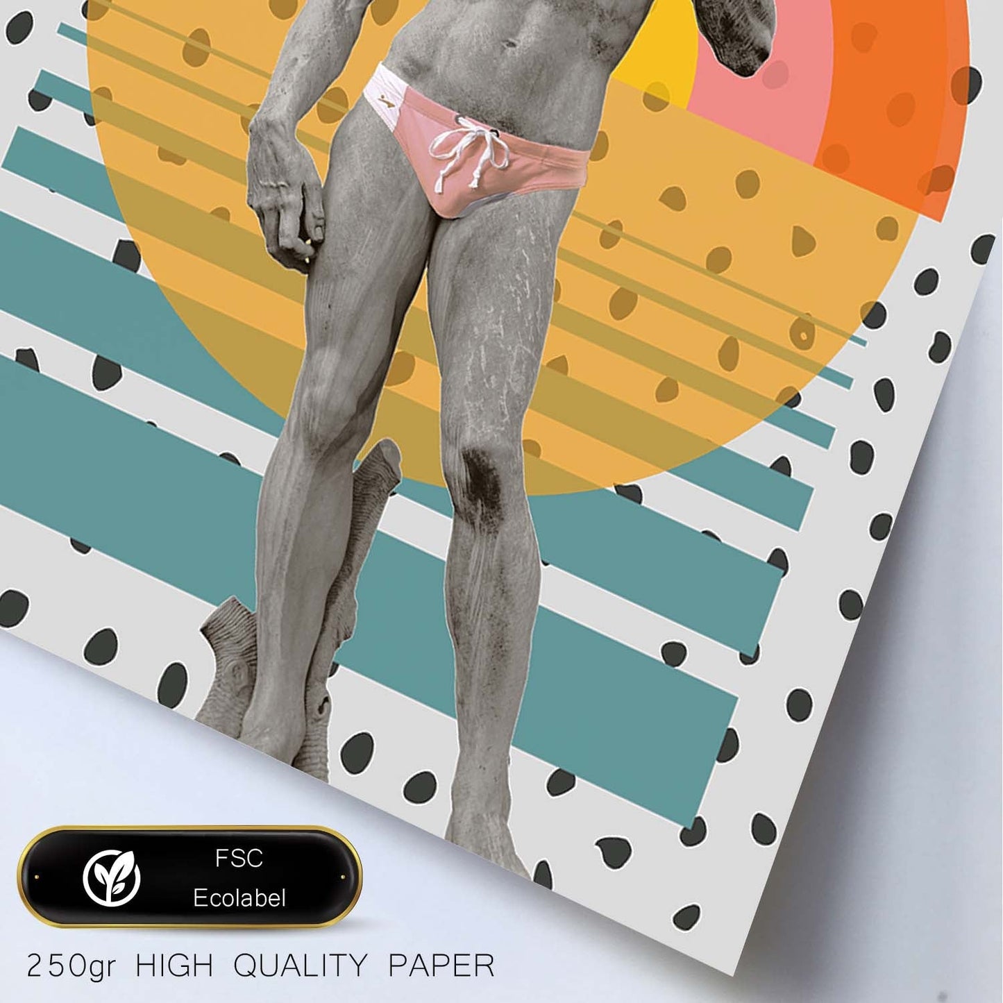 Lámina Collage Pop Art David en la playa poster papel 250 gr.-Artwork-Nacnic-Nacnic Estudio SL