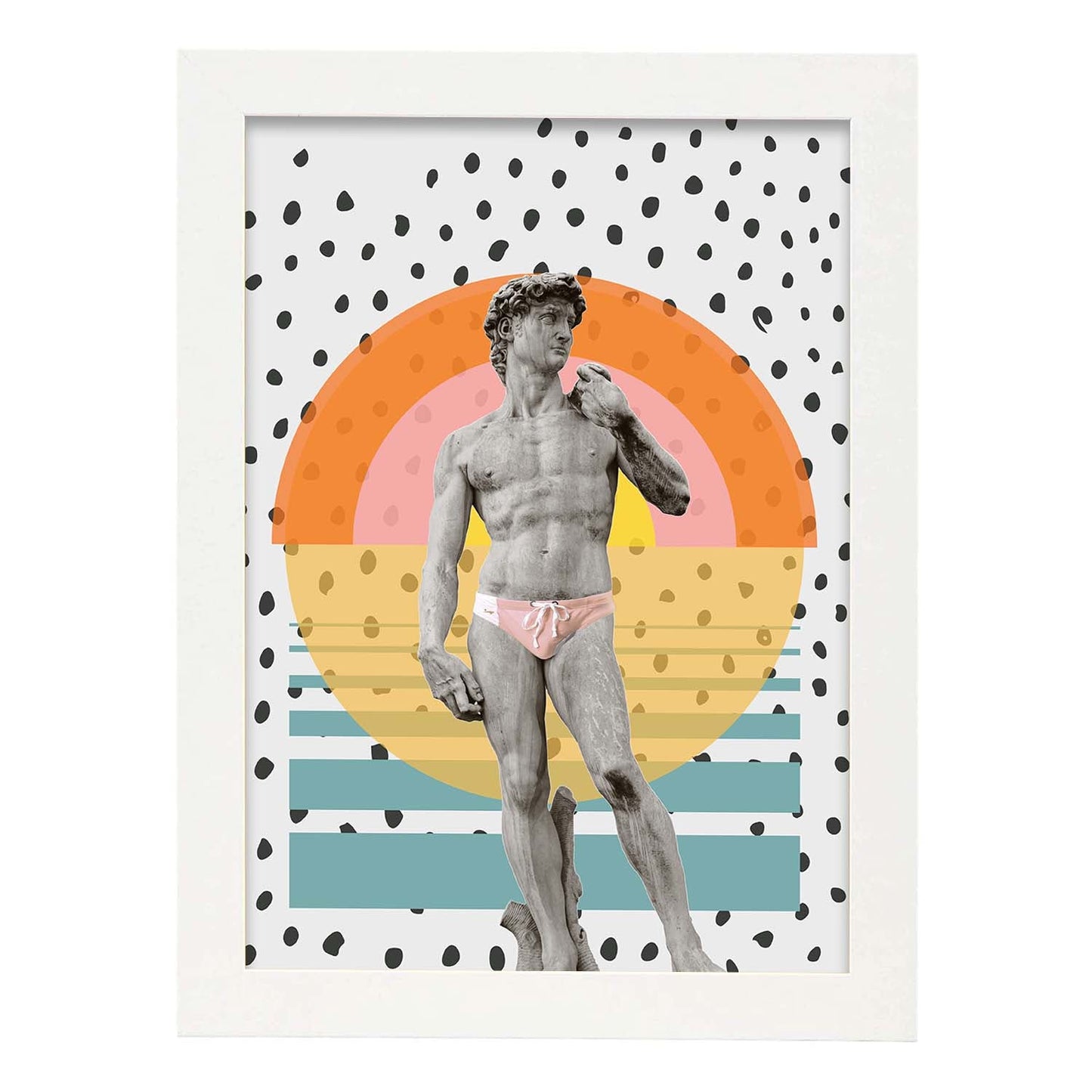 Lámina Collage Pop Art David en la playa poster papel 250 gr.-Artwork-Nacnic-A3-Marco Blanco-Nacnic Estudio SL